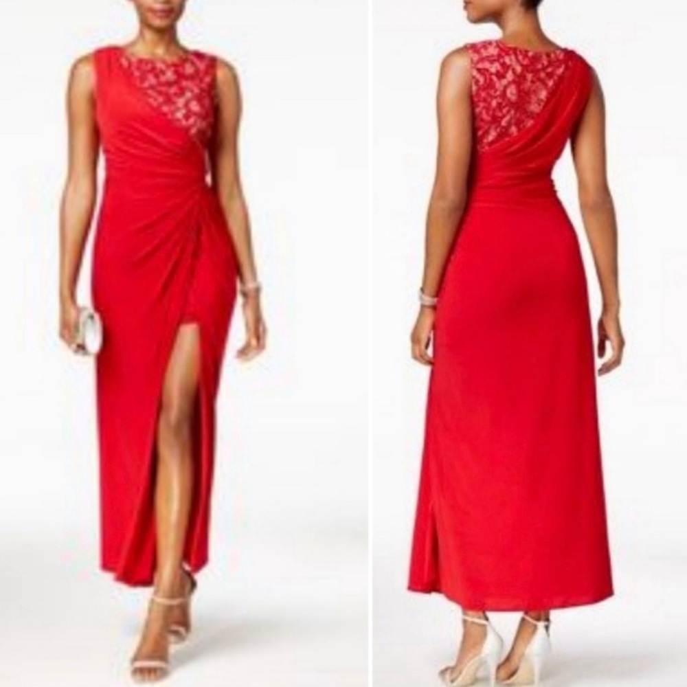 R & M Richards Womens Red Floor Length Gown Size 8